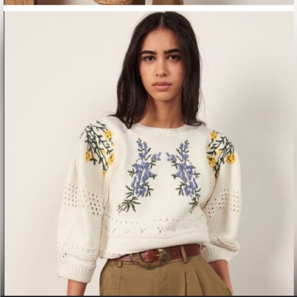 Floral Embroidered Knit Sweater